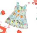 Tropical Pleat Mid Length Frock