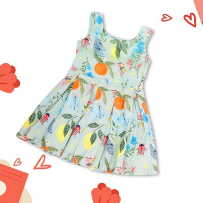 Tropical Pleat Mid Length Frock