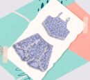 Sky Blue Floral Crop Top Short Set