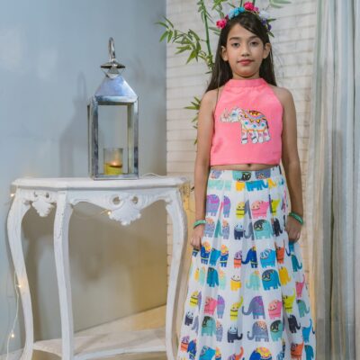 Trendy Racer Crop Top and Skirt Set