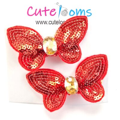 Sparkle Red Butterfly Hair Clip