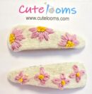 Blush Bloom Embroidered Hair Clip – Handmade Pink Floral Barrette