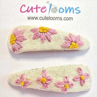 Blush Bloom Embroidered Hair Clip – Handmade Pink Floral Barrette
