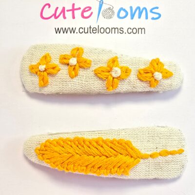 Sunny Petals Embroidered Hair Clip – Handmade Yellow Floral Barrette