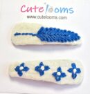 Blue Blossom Embroidered Hair Clip – Handmade Fabric Floral Barrette