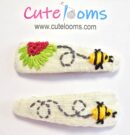 Busy Bee Embroidered Hair Clip – Handmade Floral Bee Fabric Barrette